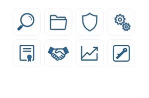 infographic checklist with 8 icons of criteria for choosing an it contractor according to innocom