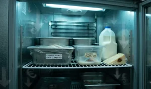 Spoiled food in a restaurant due to temperature control failure 