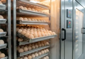 Industrial egg incubator with temperature control